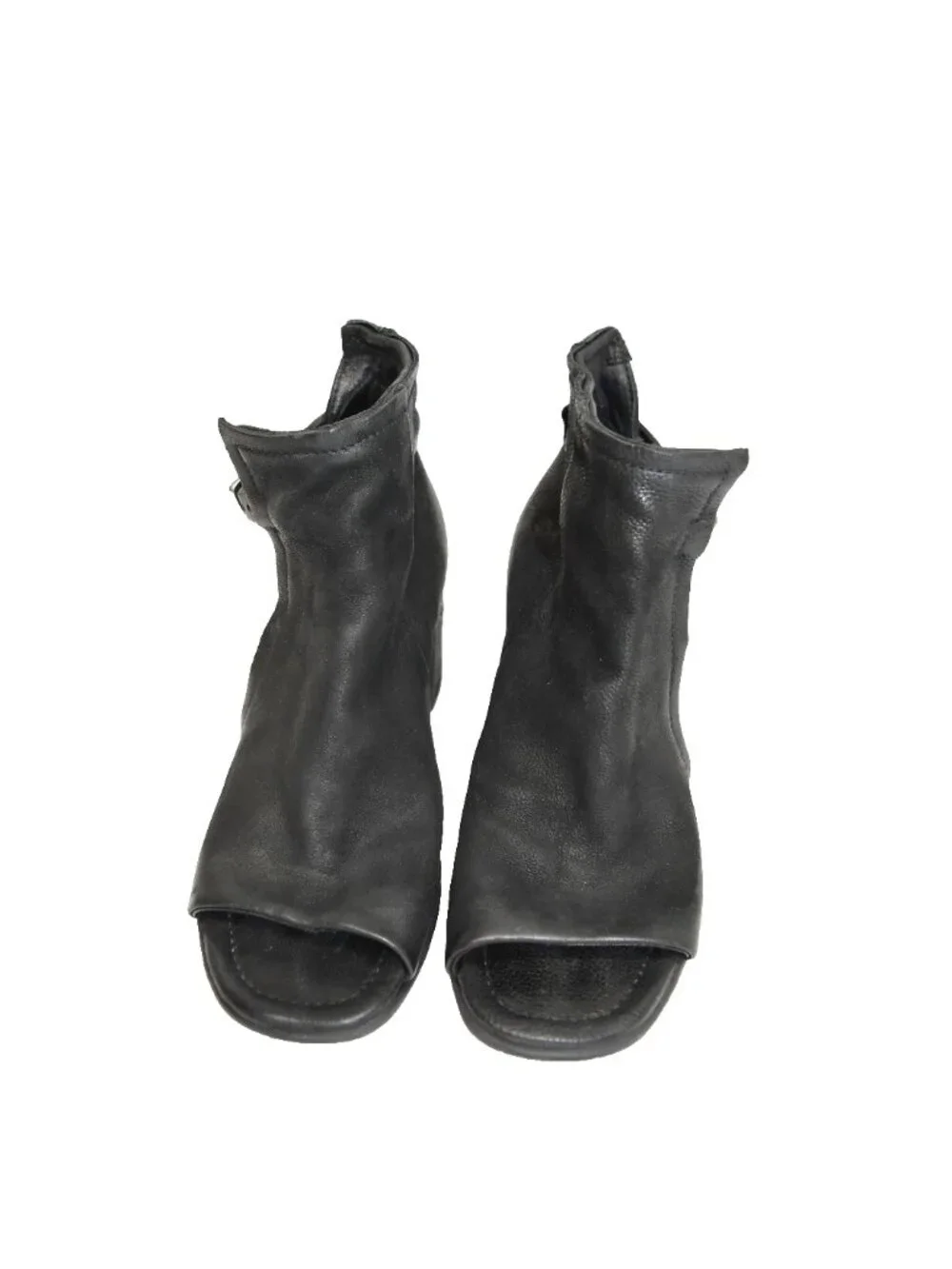 NEW $360 A.S.98 Maxwell HEEL BLACK LEATHER SANDAL BOOTIE BUCKLE 38 (DD19)